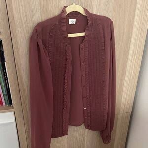 Aritzia Ruffled Long Sleeve Shirt